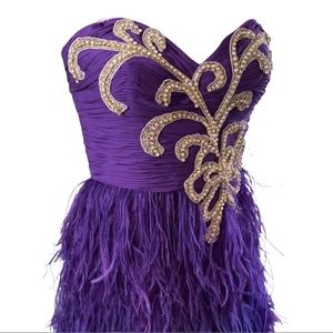 Mac Duggal Sequin Feather Evening Gown NWT